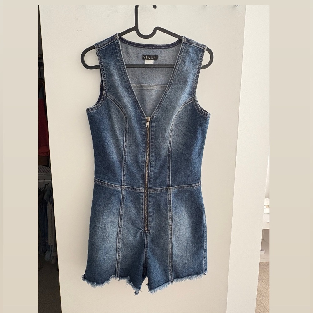 Denim short jumpsuit